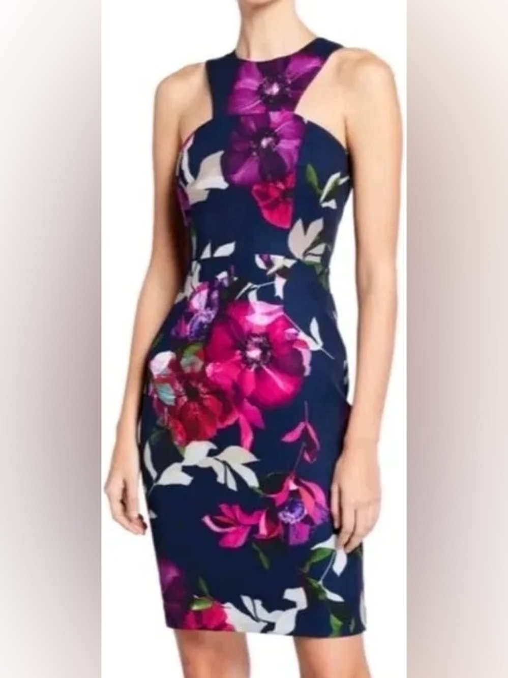 NWT Trina Turk Floral Delano Cutaway Neck Sheath Dress Size 10